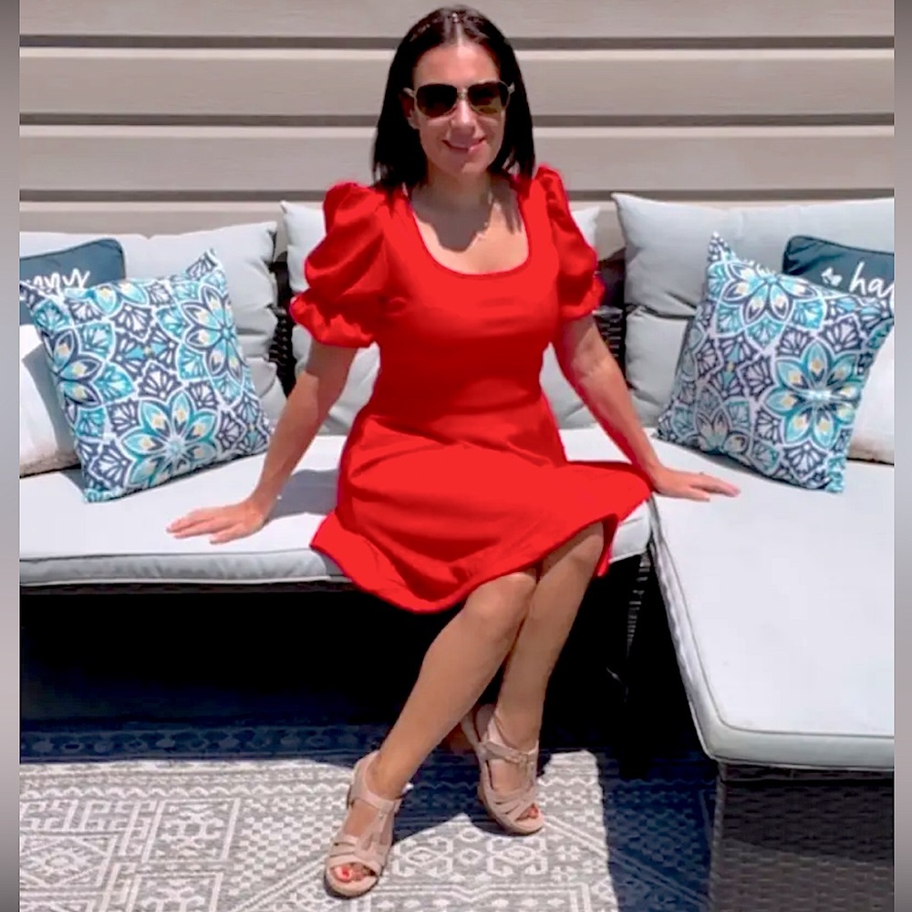 Beautiful, classy little red dress sleeved dress